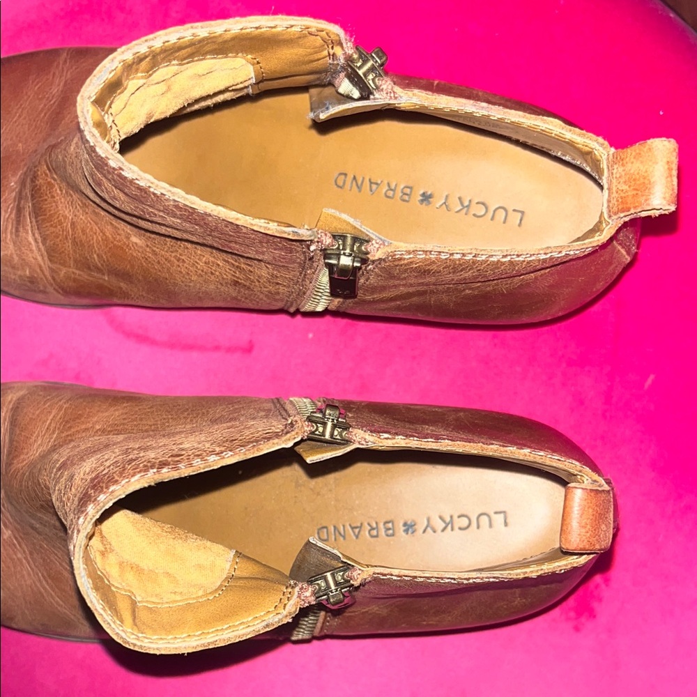 Lucky Brand Brown Leather Ankle Boots - Picture 5 of 6